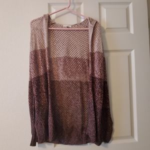 Purple ombre hooded cardigan